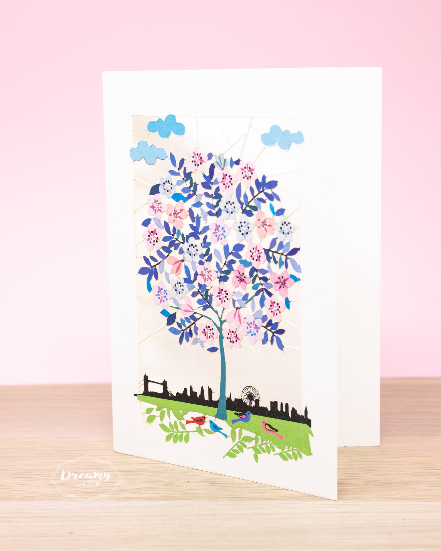 London Tree of Life Greeting Card, Greeting Card with floral tree of life and London Eye, tourist spot card, travel junkie greeting card - dreamylondon