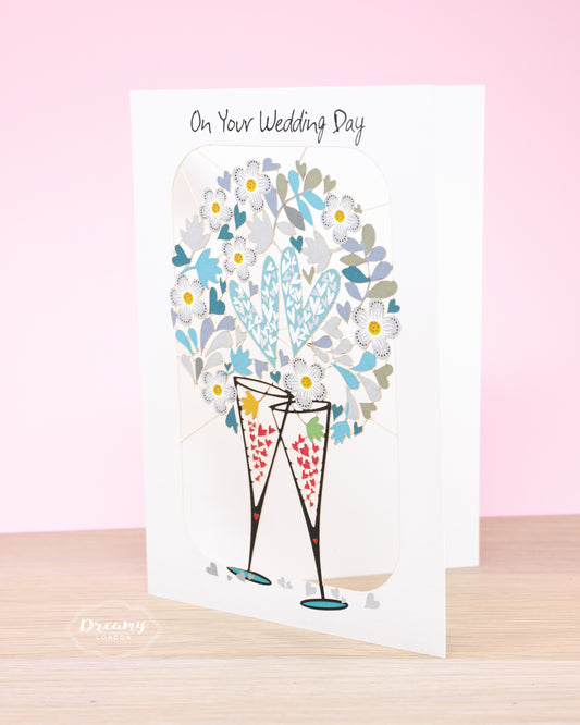 Wedding Day Champagne Card - dreamylondon