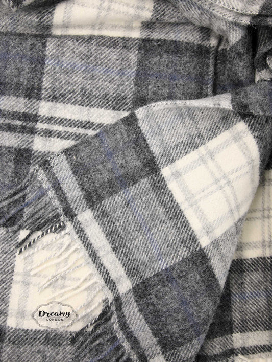 Grey Buchanan Tartan Wool Blanket