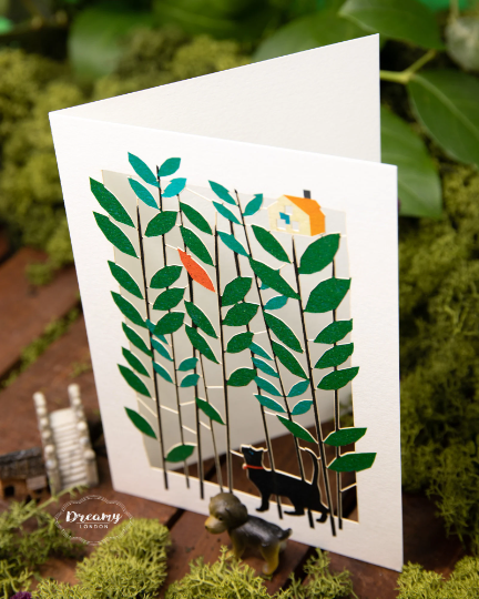 Laser Cut Black Cat Greeting Card