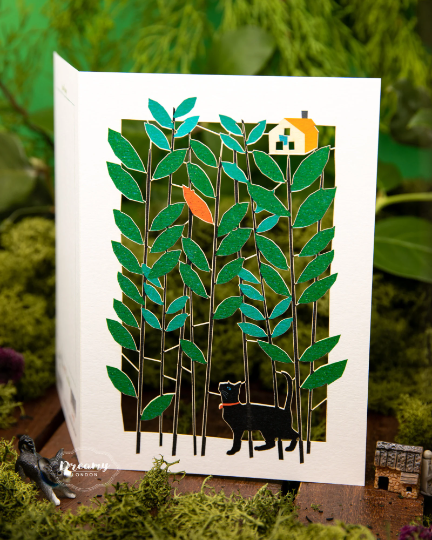Laser Cut Black Cat Greeting Card
