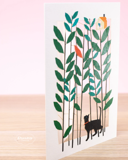 Laser Cut Black Cat Greeting Card
