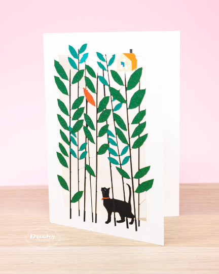 Laser Cut Black Cat Greeting Card