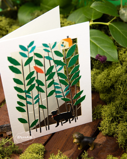 Laser Cut Black Cat Greeting Card