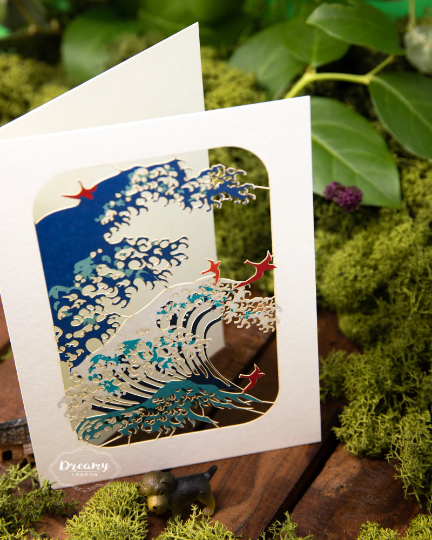 Hokusai Japanese Lasercut Card