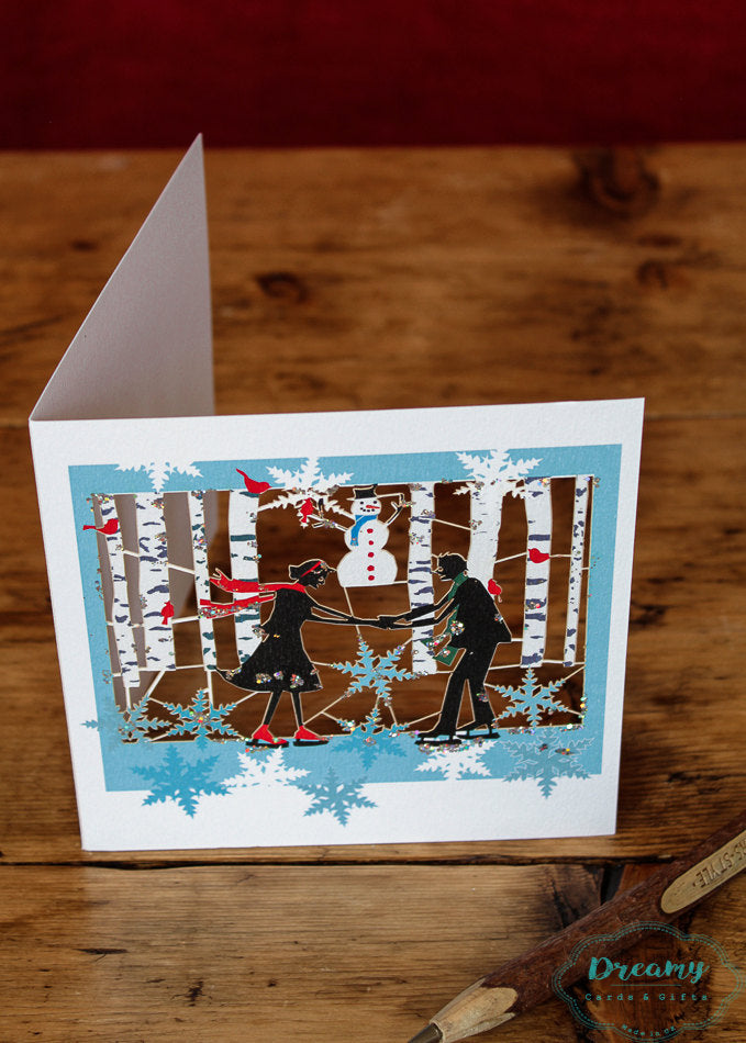 Ice-Skating Couple Christmas Card - dreamylondon