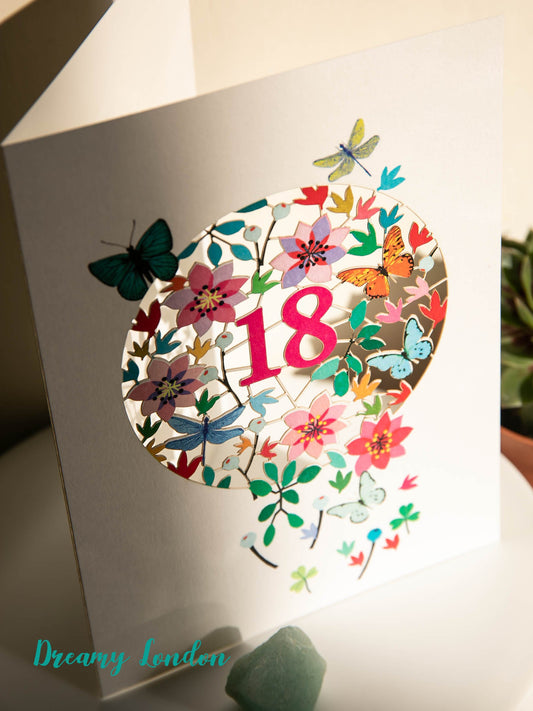 18th Butterflies Birthday Card - dreamylondon