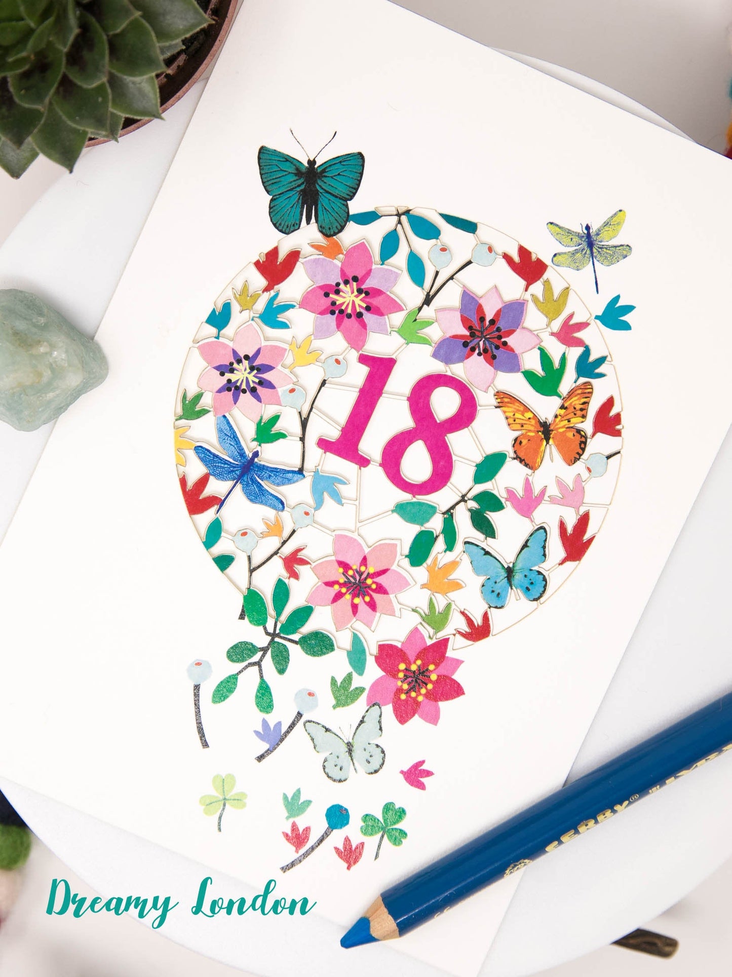 18th Butterflies Birthday Card - dreamylondon