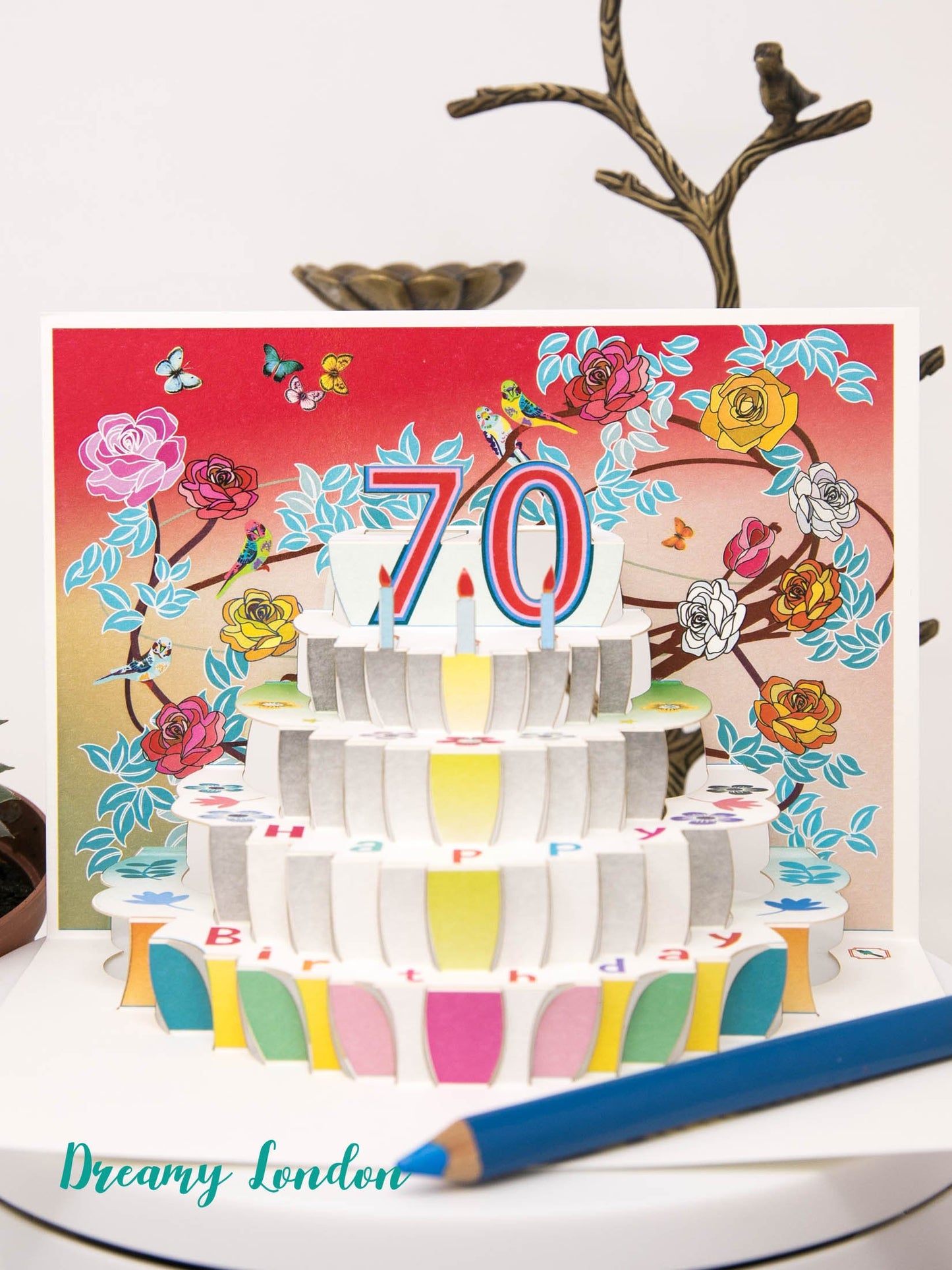 Pop-up 70th Birthday Card - dreamylondon