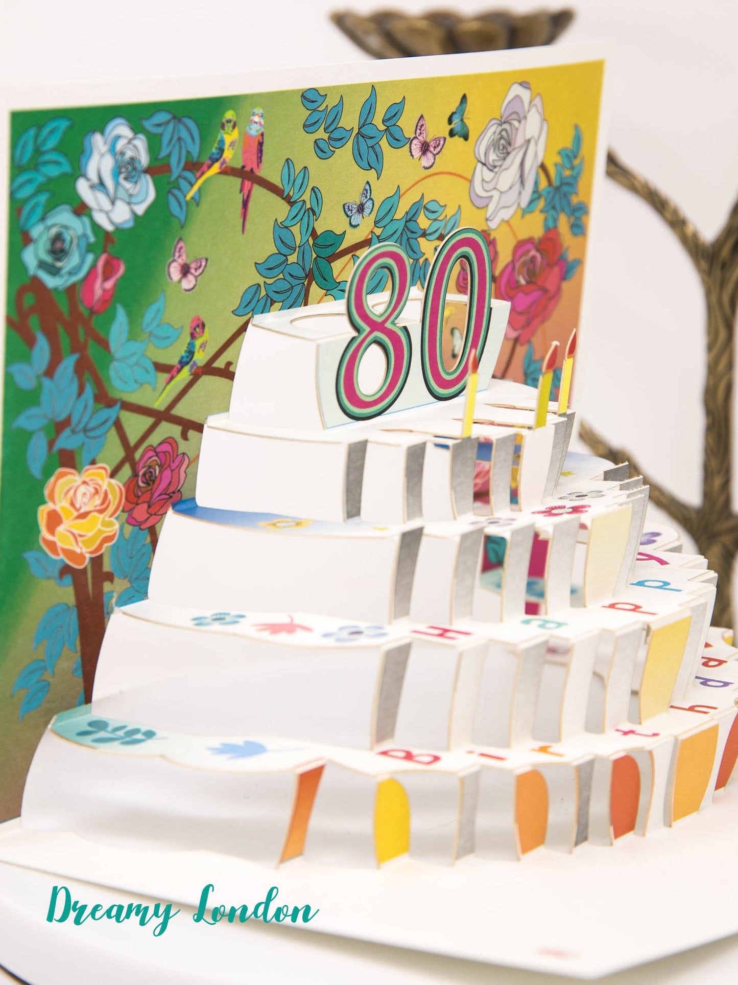 Pop-up 80th Birthday Card - dreamylondon