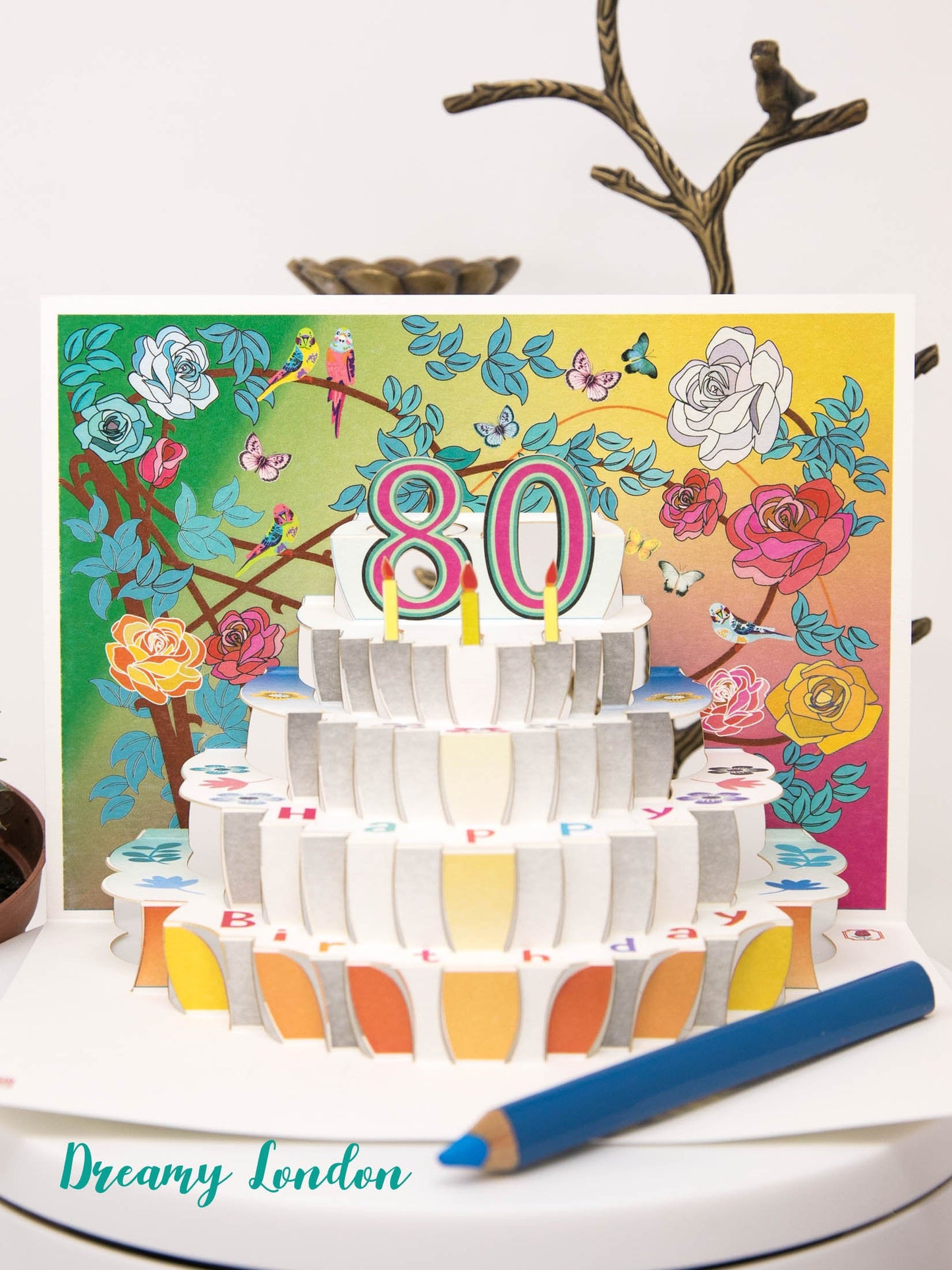 Pop-up 80th Birthday Card - dreamylondon