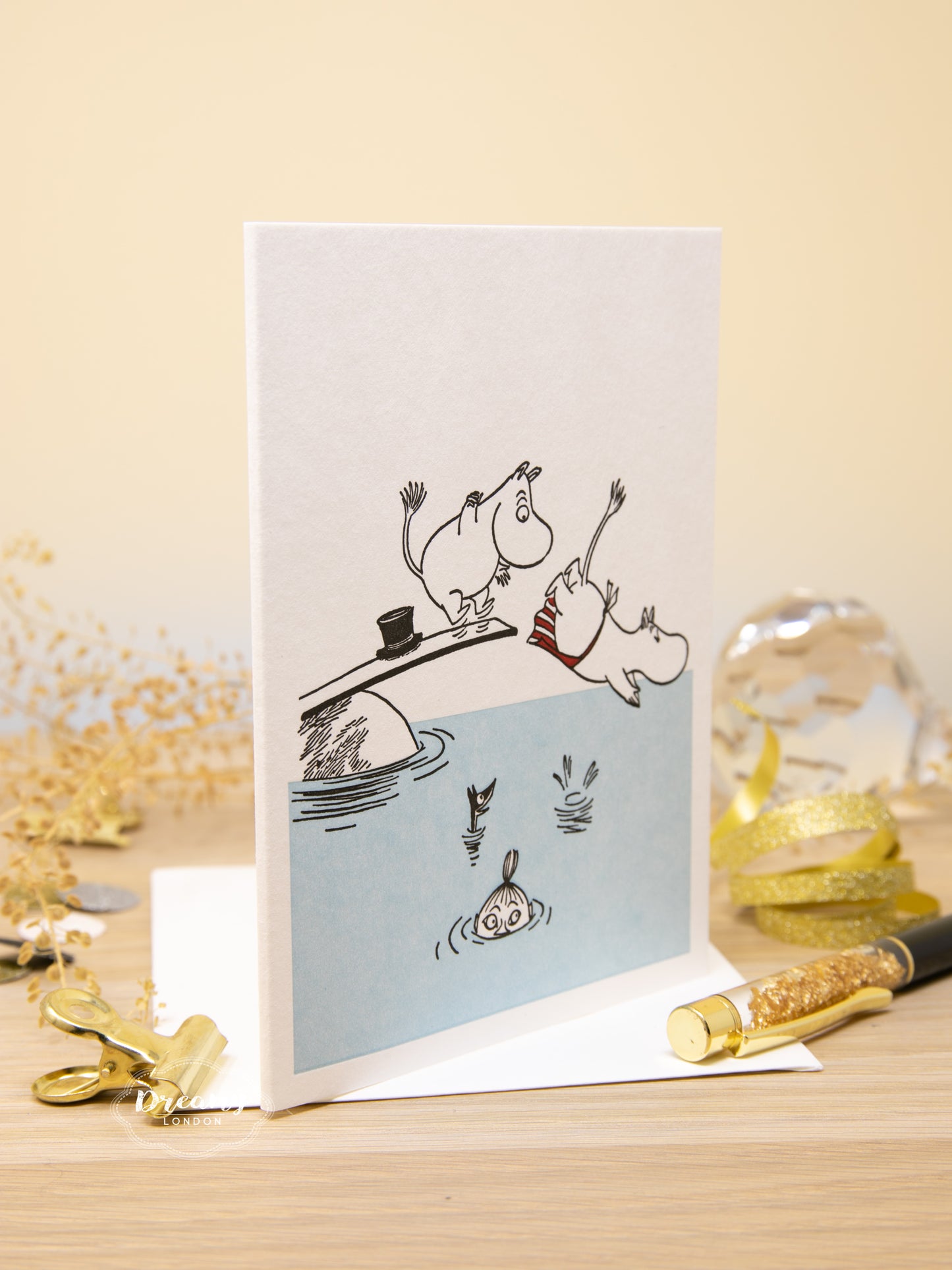 Diving Moomin Letterpress Greeting Card