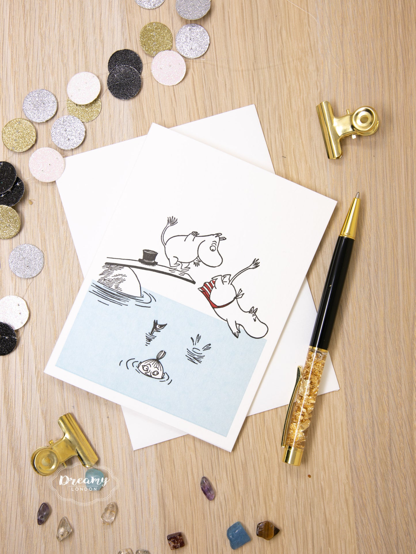 Diving Moomin Letterpress Greeting Card