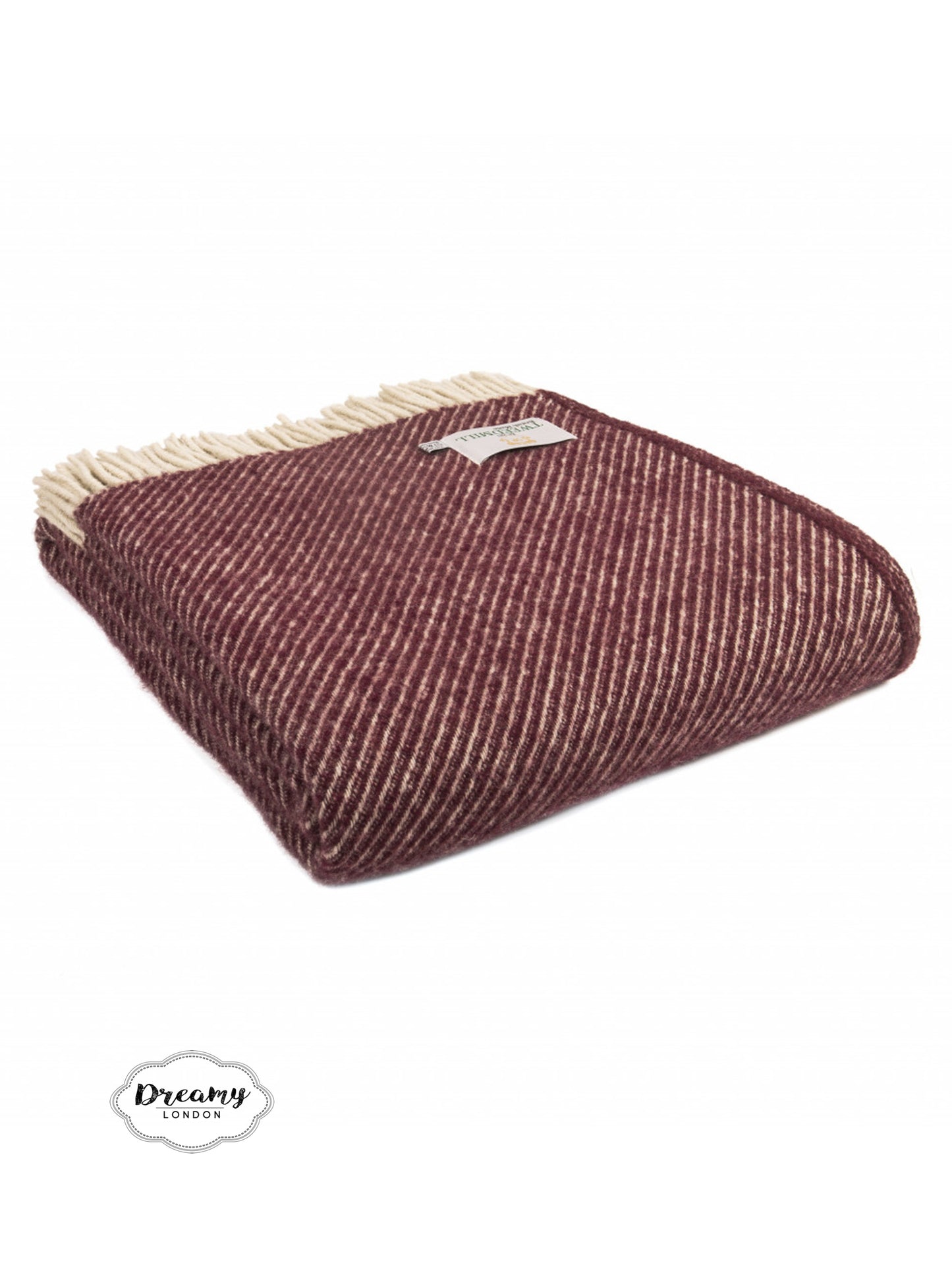 Rosewood Dark Red Diagonal Stripe Wool Blanket