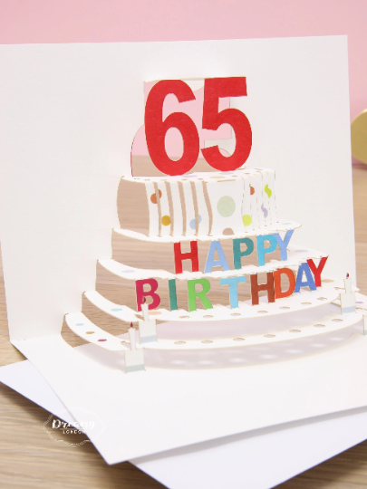 65th Laser-cut Pop Up Birthday Card