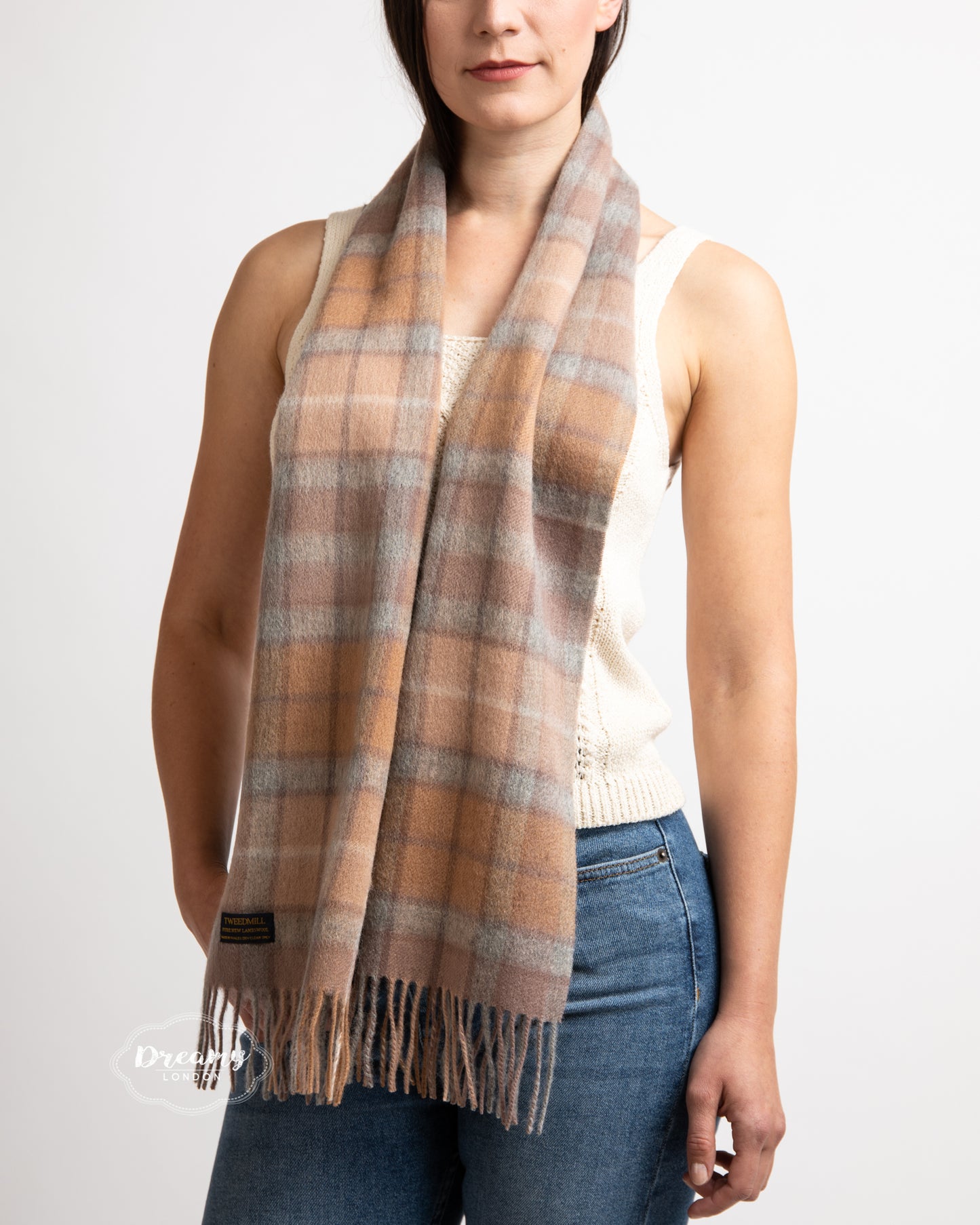 Beige Buchanan Tartan Wool Scarf - dreamylondon