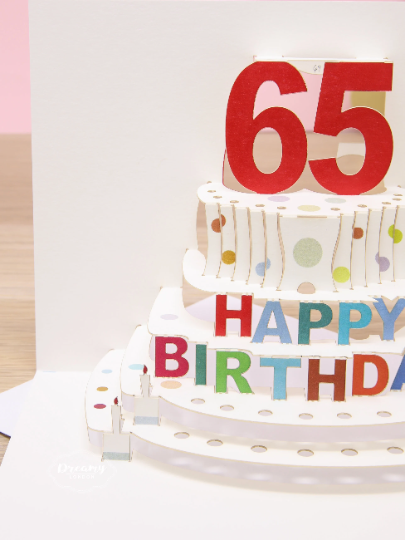 65th Laser-cut Pop Up Birthday Card