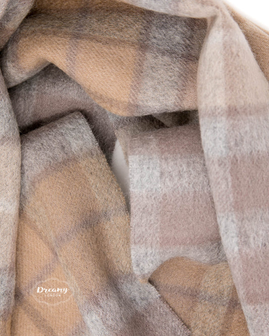 Beige Buchanan Tartan Wool Scarf - dreamylondon