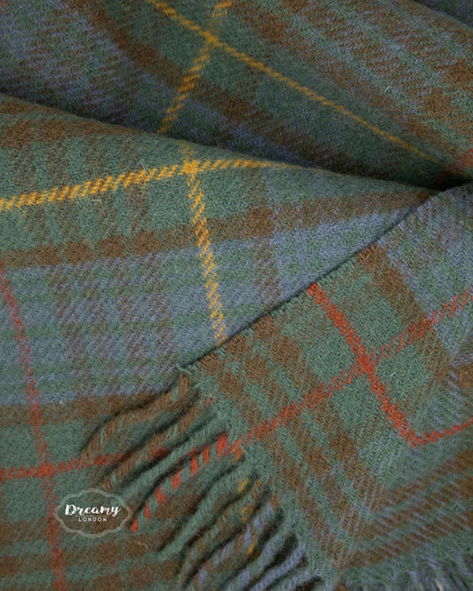 Antique Hunting Stewart Tartan Wool Blanket. Scottish Wool Blanket - dreamylondon
