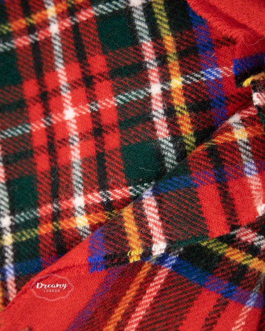 scottish tartan wool blanket in royal stewart, wool blanket in plaid red blue white black - Dreamy London