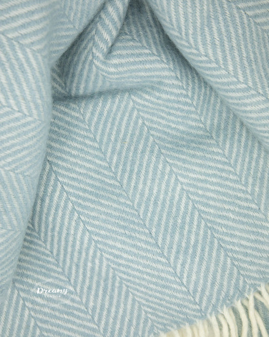Soft Blue Thick Wool Blanket, chunky soft blue blanket, pure wool - dreamylondon