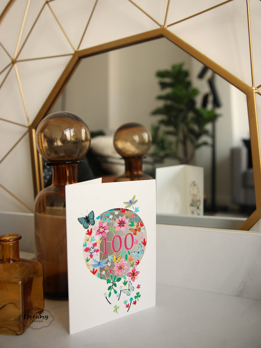 Floral 100th Birthday Card