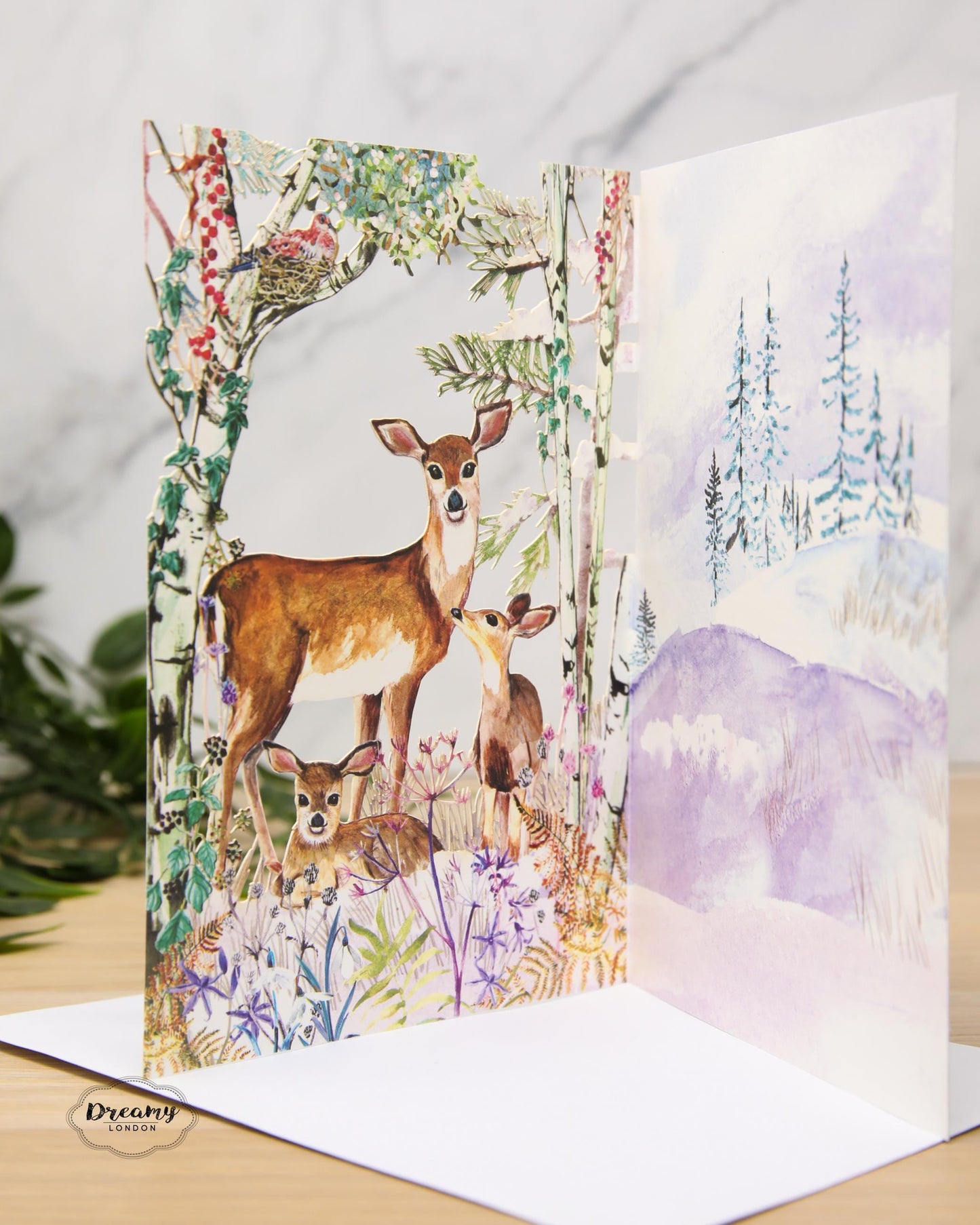 Laser Cut Mother Deer Christmas Card