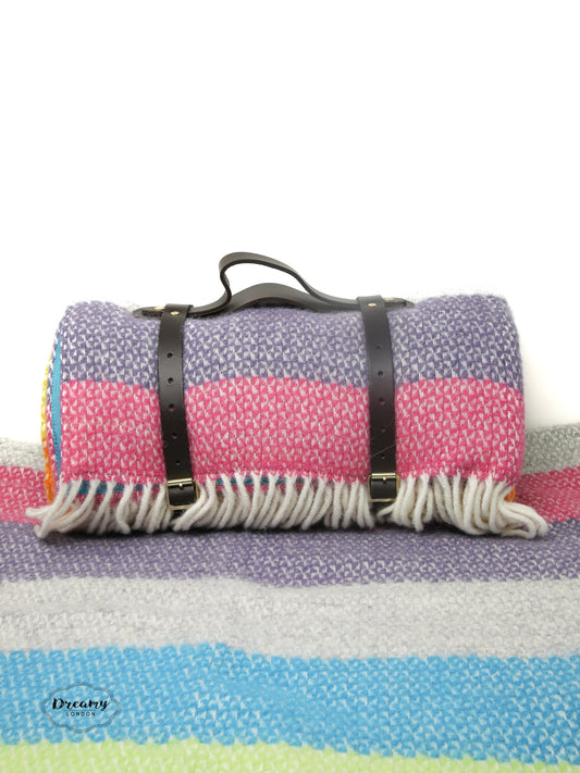 Harley Rainbow Herringbone Polo Picnic Blanket