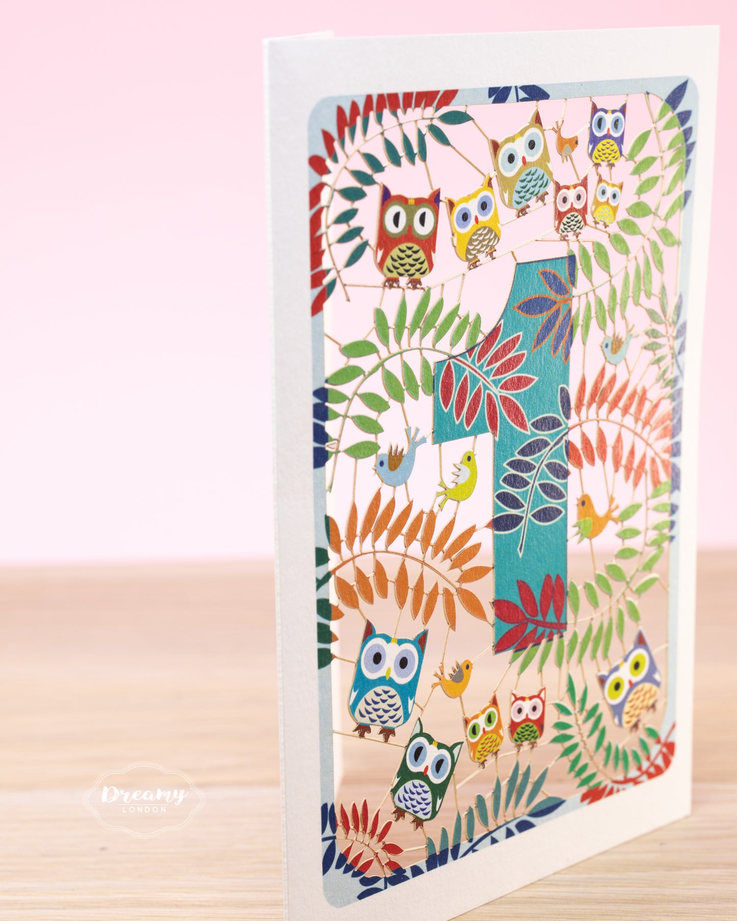 1st Birthday Card Owls Laser Cut - dreamylondon