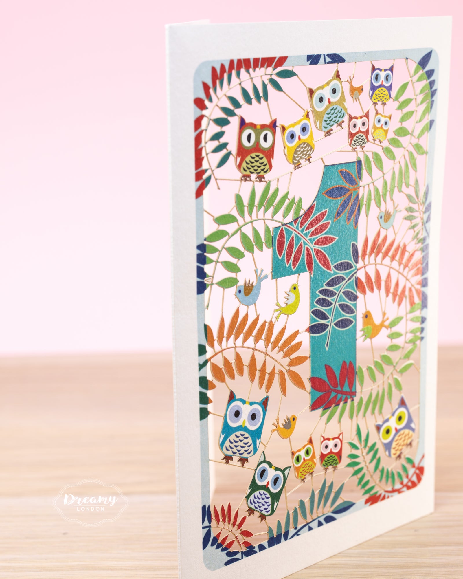 1st Birthday Card Owls Laser Cut - dreamylondon