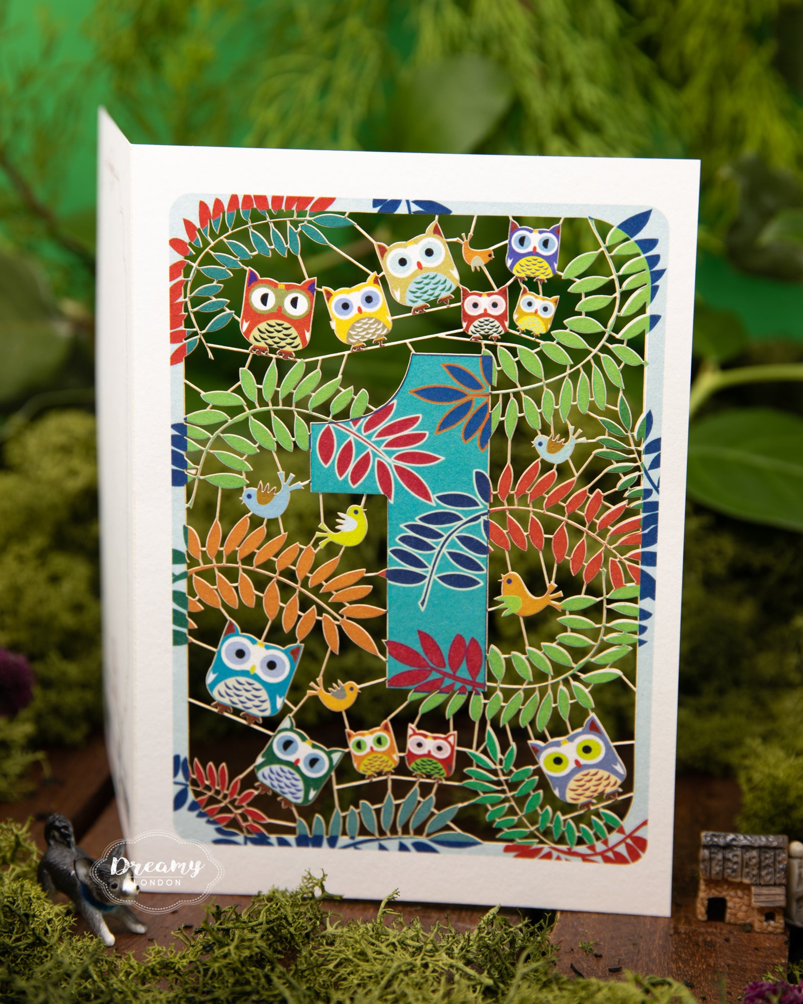 1st Birthday Card Owls Laser Cut - dreamylondon