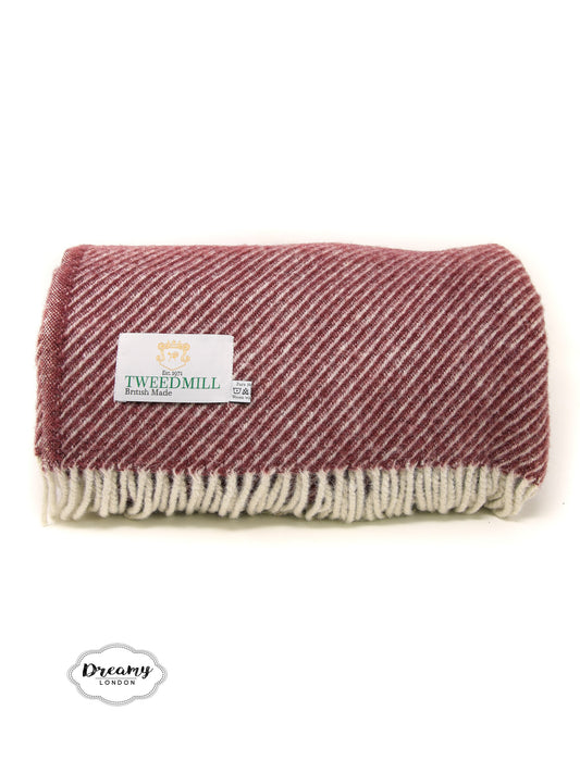 Rosewood Dark Red Diagonal Stripe Wool Blanket