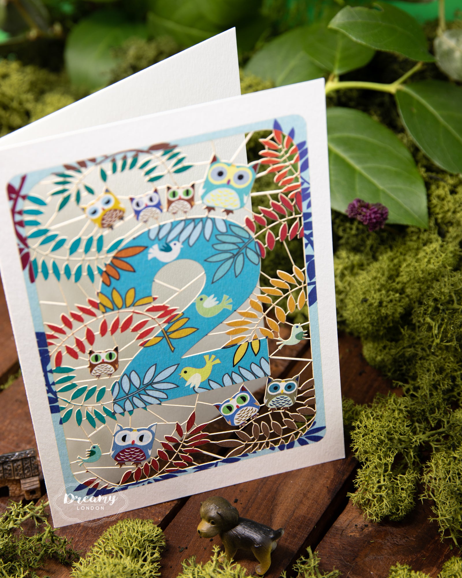2nd Birthday Card Owls Laser Cut - dreamylondon
