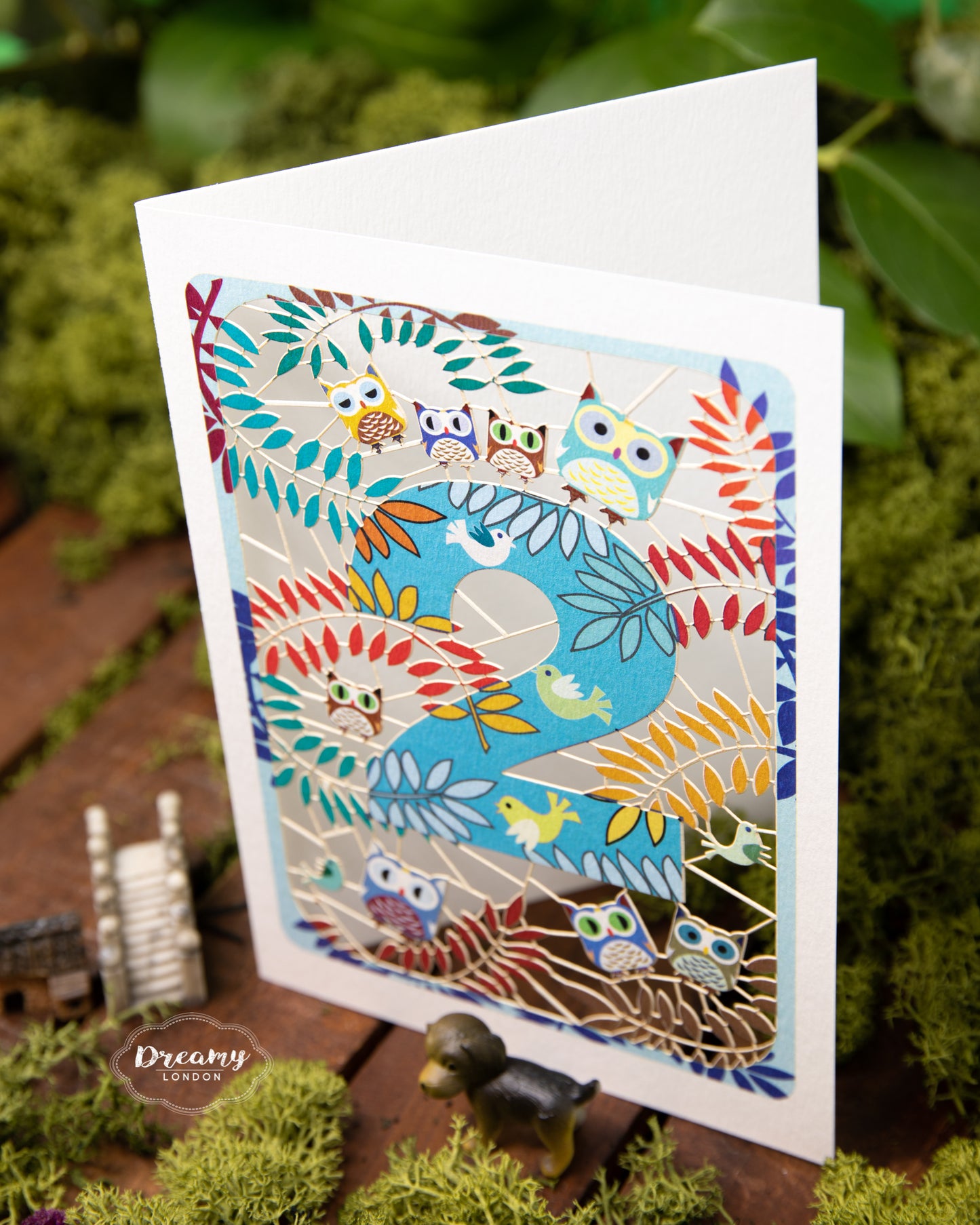 2nd Birthday Card Owls Laser Cut - dreamylondon