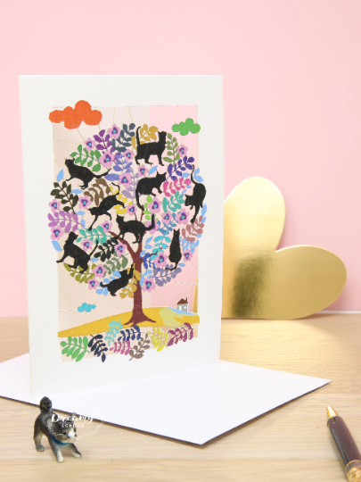 Black Cat Tree of Life Card