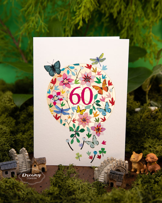 60th Butterflies Birthday Card - dreamylondon