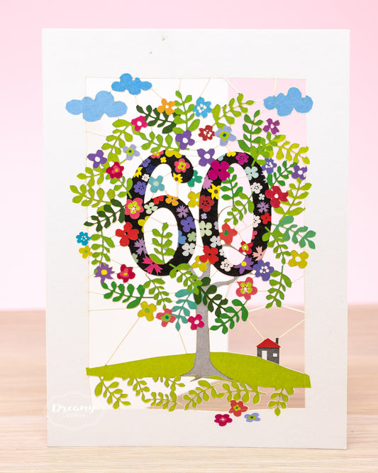 60th Tree of Life Birthday Card - dreamylondon