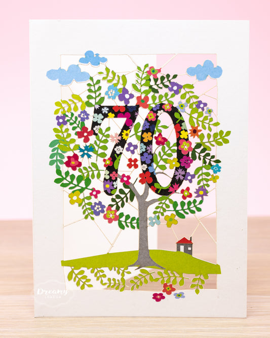 70th Tree of Life Birthday Card - dreamylondon