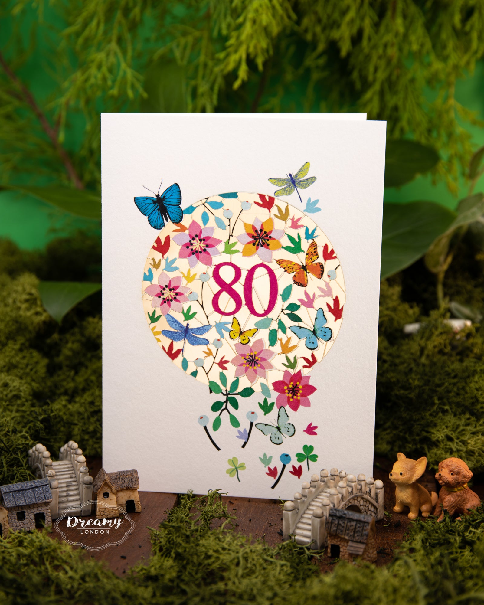 80th Butterflies Birthday Card - dreamylondon