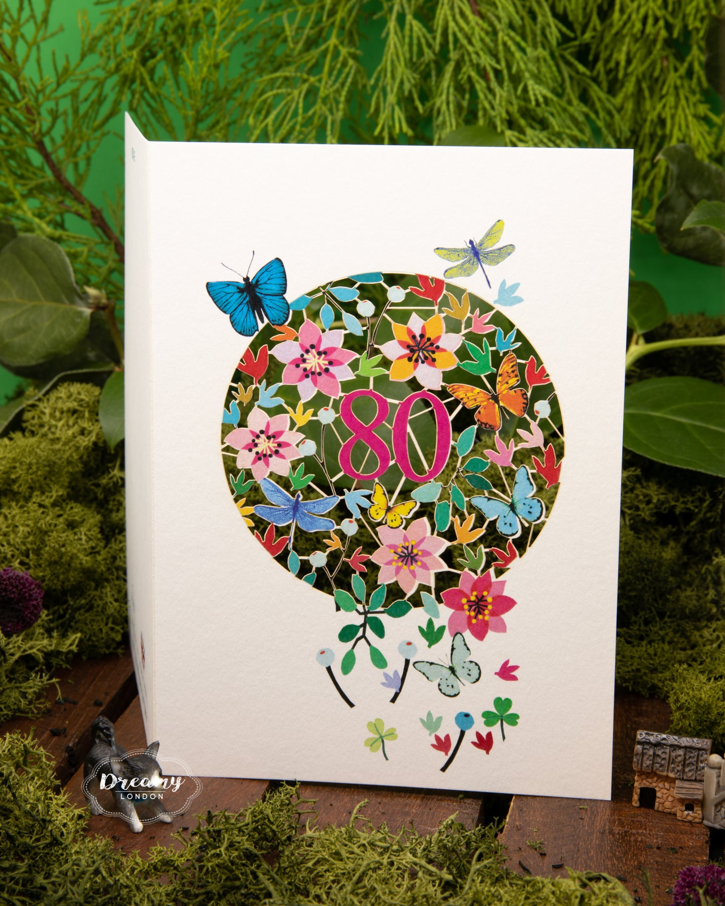 80th Butterflies Birthday Card - dreamylondon