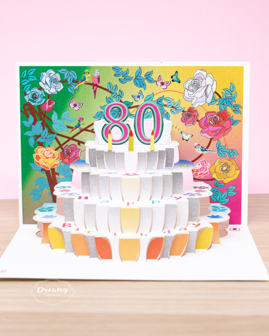 Pop-up 80th Birthday Card - dreamylondon