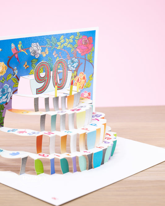 90th Pop-up Birthday Card - Pop Up Card for 90th Birthday - dreamylondon
