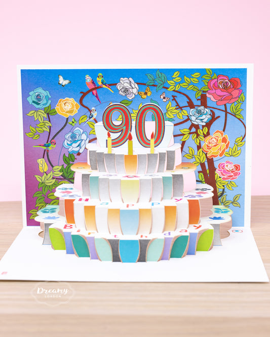 90th Pop-up Birthday Card - Pop Up Card for 90th Birthday - dreamylondon