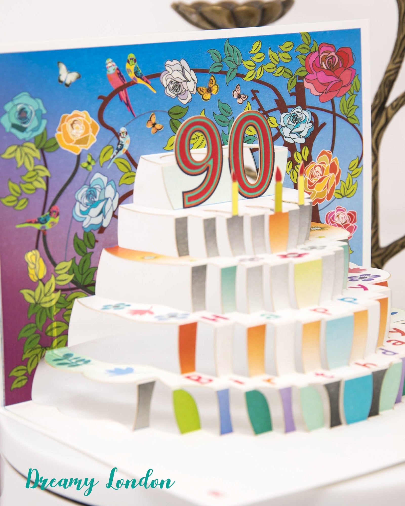 90th Pop-up Birthday Card - Pop Up Card for 90th Birthday - dreamylondon