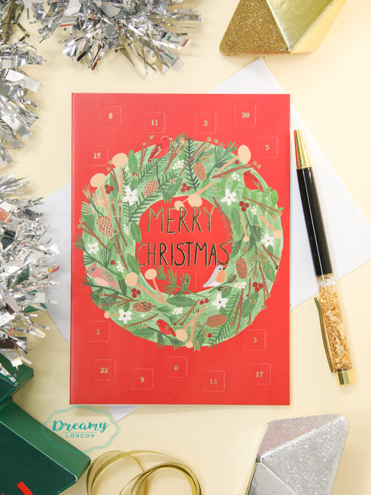 Christmas Wreath Advent Calendar Card 2023