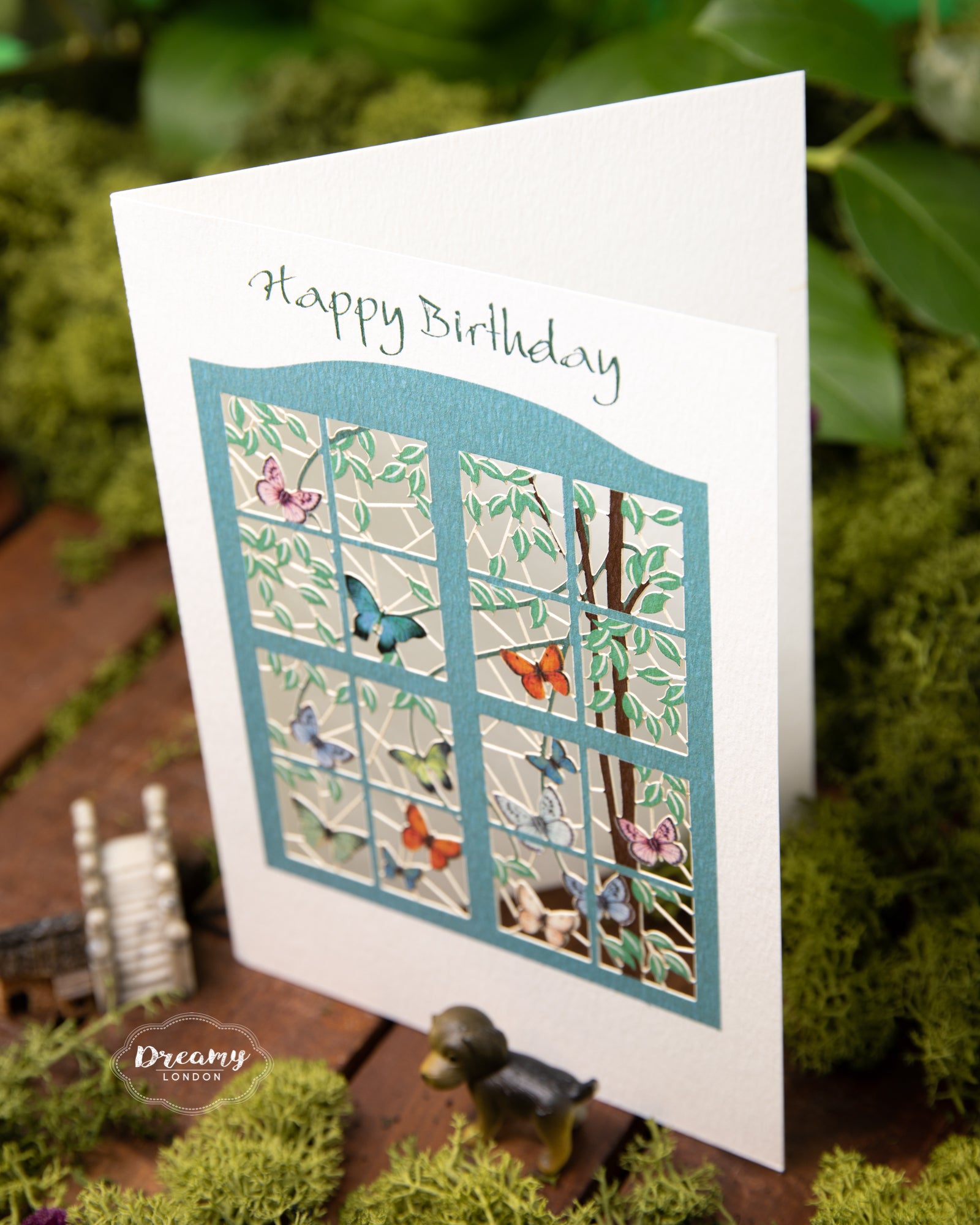 Butterflies Window Birthday Card - dreamylondon