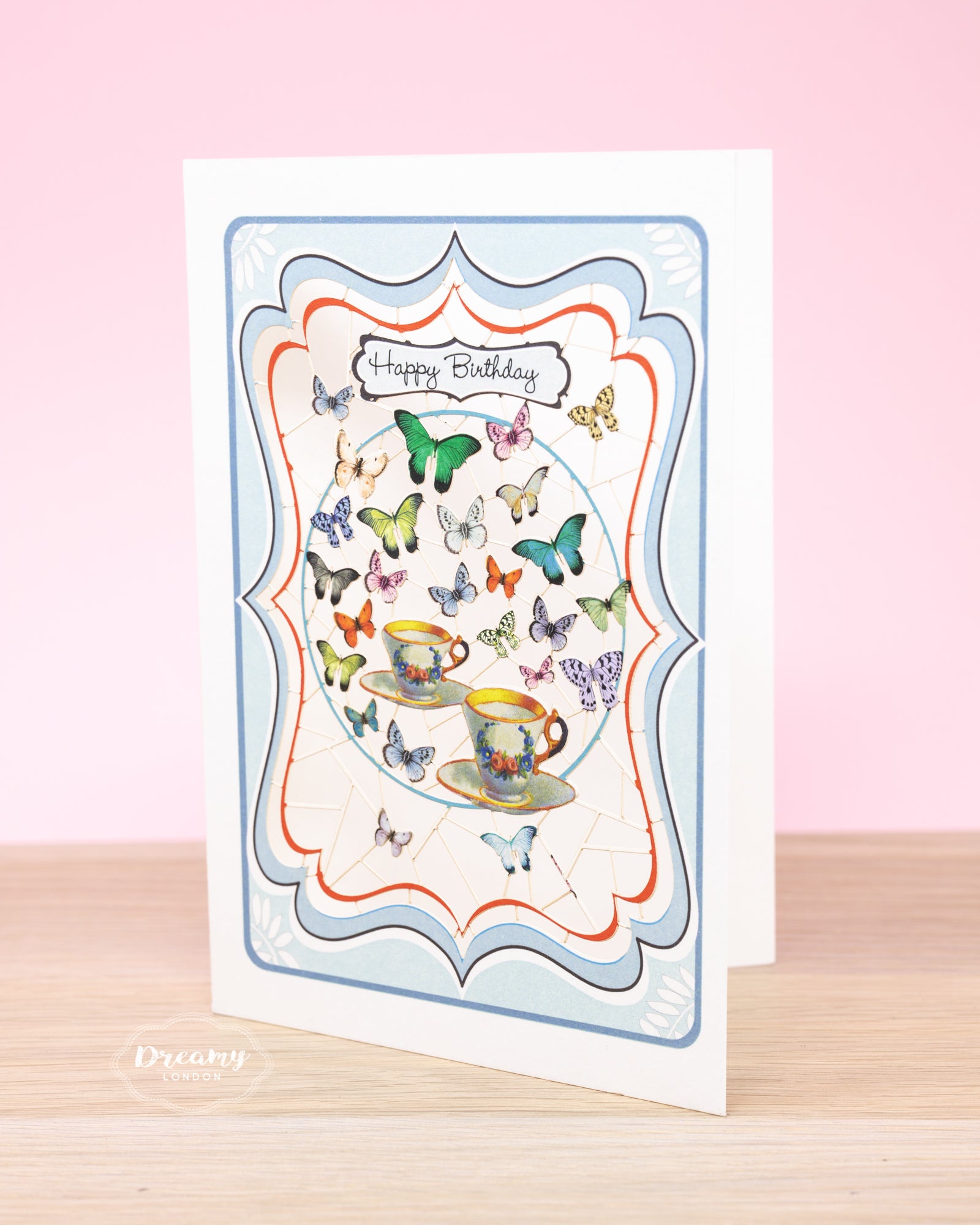Butterflies and Birthday Tea Card - dreamylondon