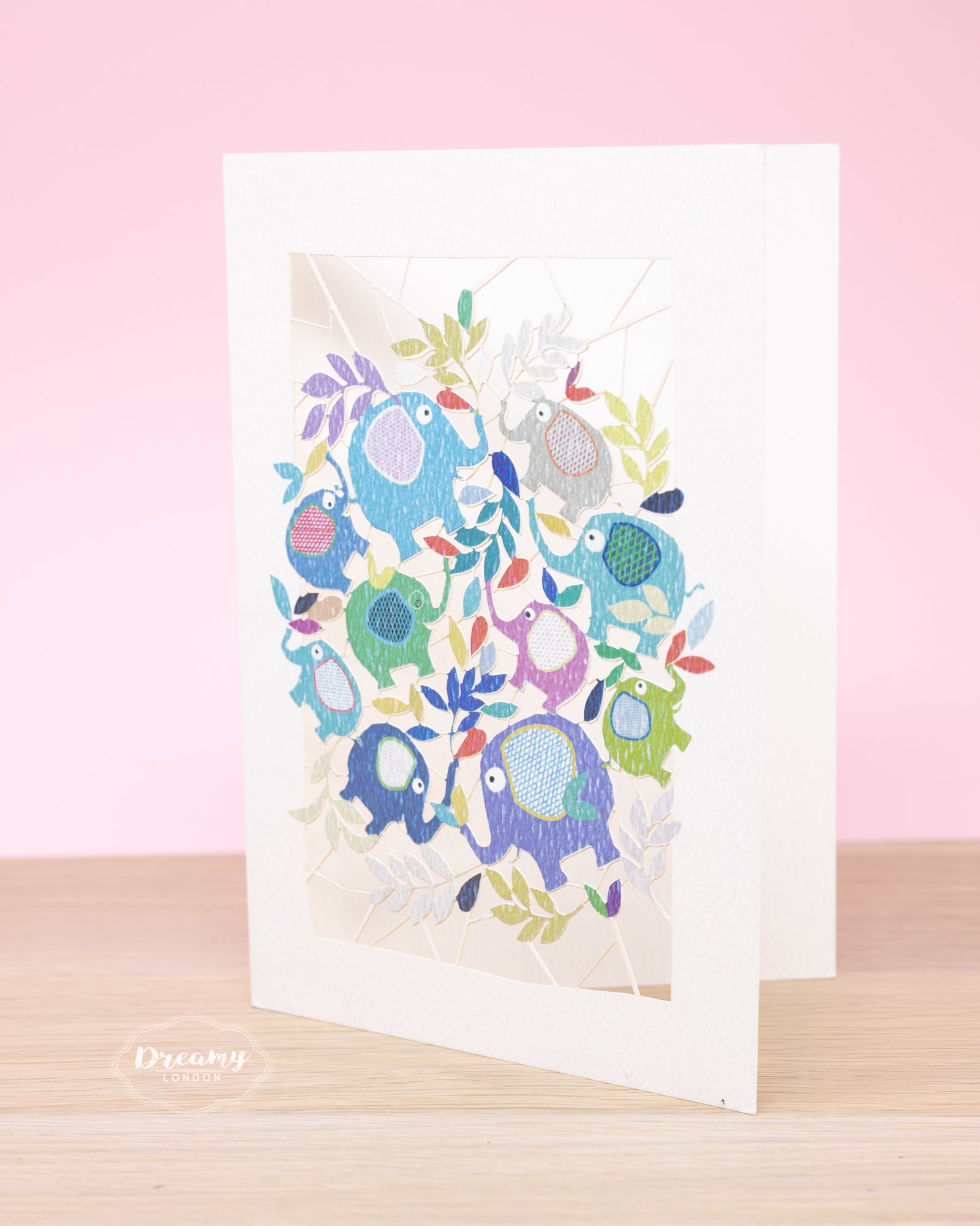 Elephants Laser-cut Blank Greeting Card  for Kids, Birthday Greeting Card - dreamylondon