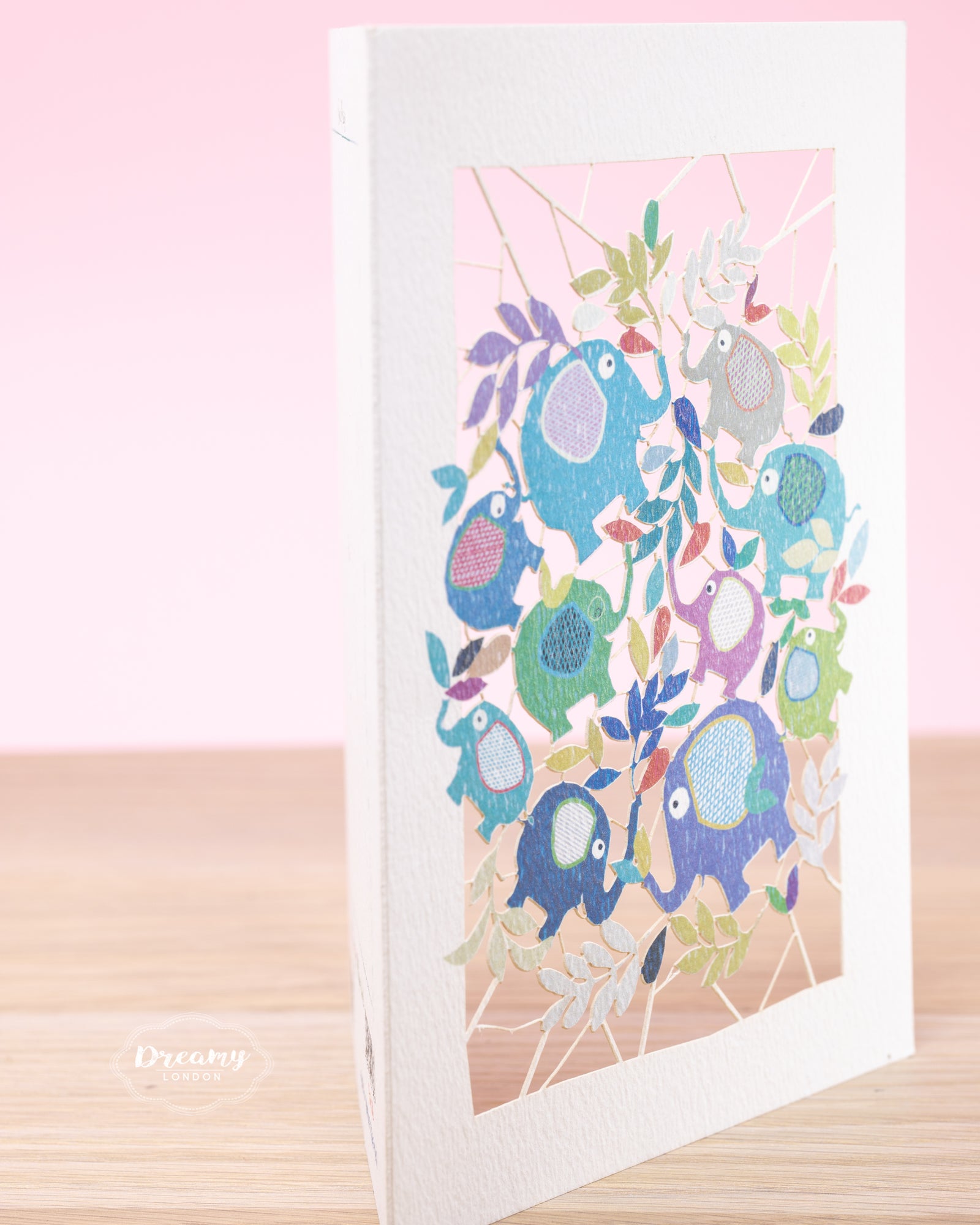 Elephants Laser-cut Blank Greeting Card  for Kids, Birthday Greeting Card - dreamylondon