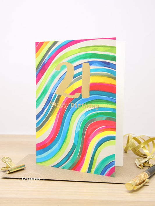 21st Rainbow Birthday Card